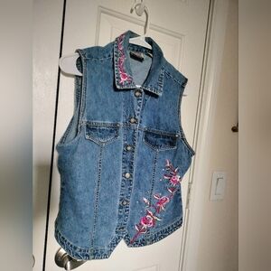 Y2k Bill Blass Vest - Adorable Hot Pink Roses Size medium